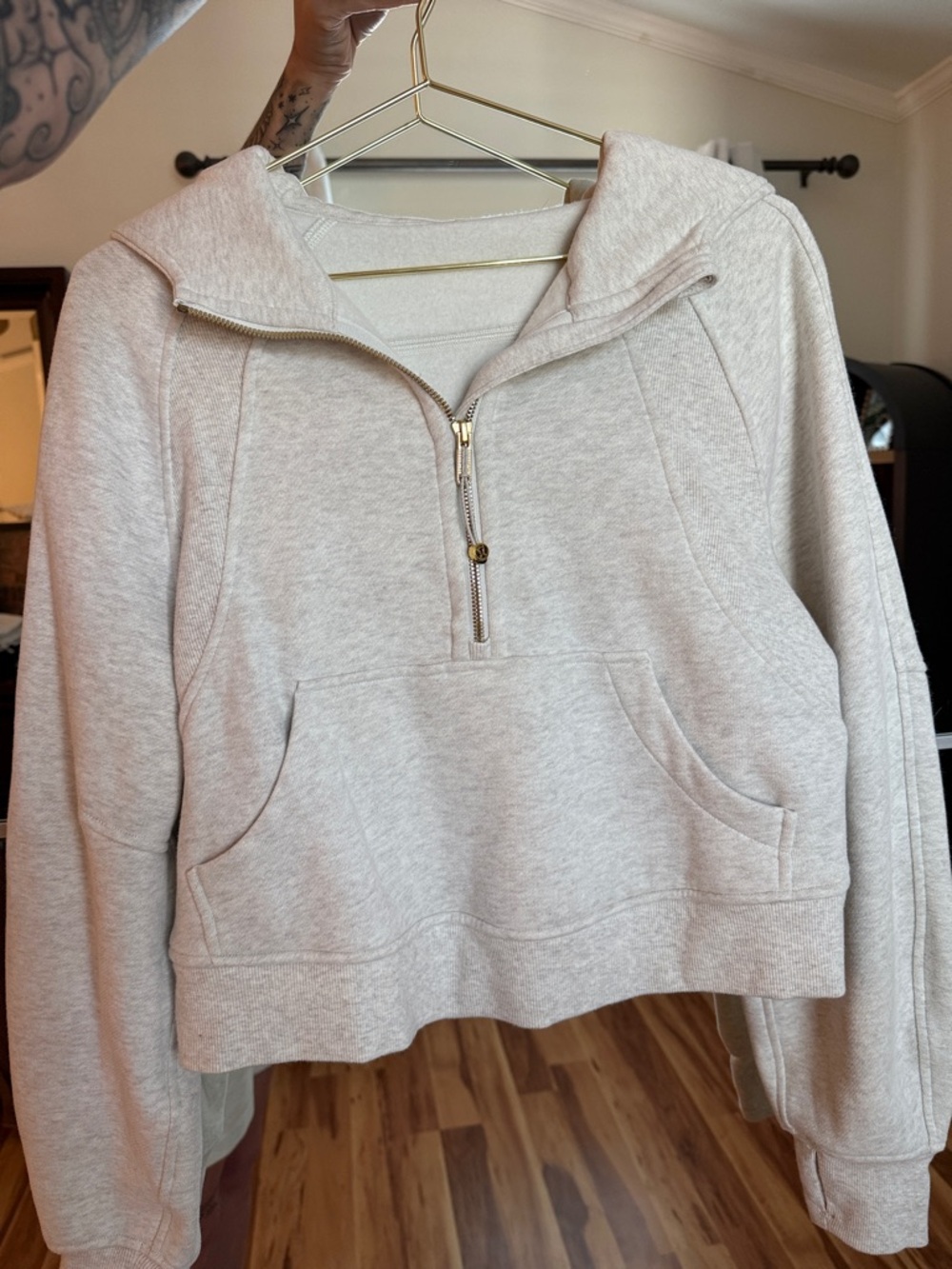 Lululemon Half-Zip Hoodie Sweatshirt size XS/S - Women (Heathered Bone)